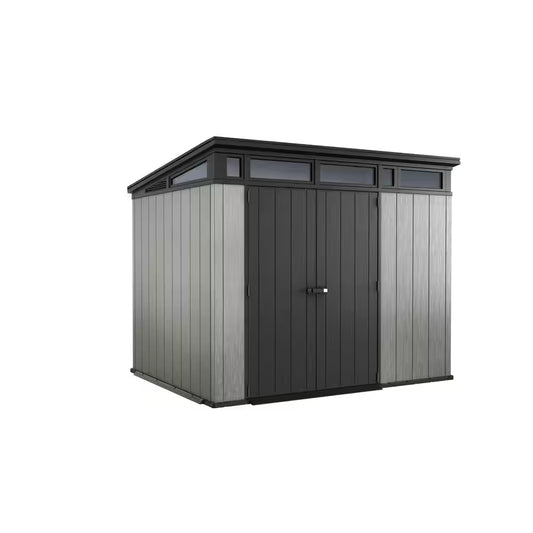 Artisan 9 Ft. W X 7 Ft. D Grey Large Modern Durable Resin Plastic Storage Shed with Double Doors (64.9 Sq. Ft.)