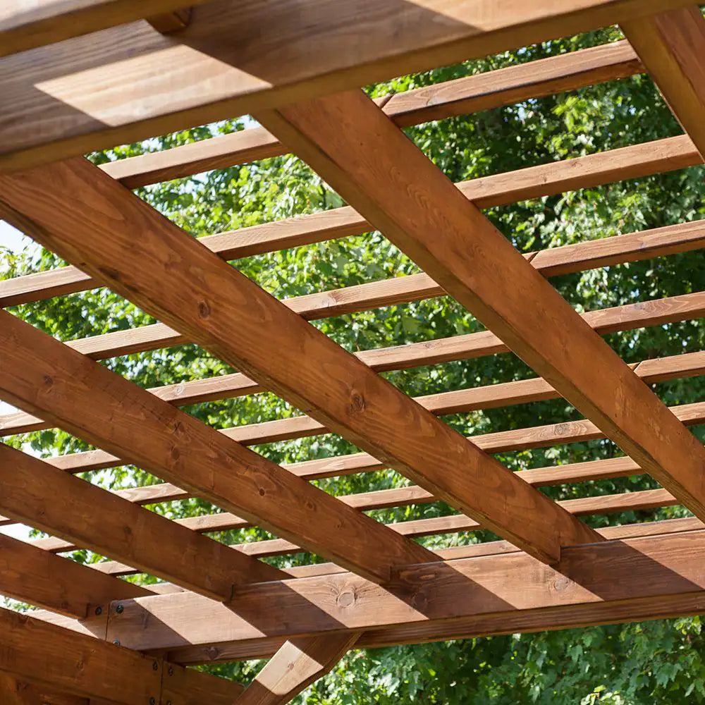 10 Ft. X 12 Ft. Traditional All Cedar Wood Outdoor Patio Pergola Shade Structure with Electric