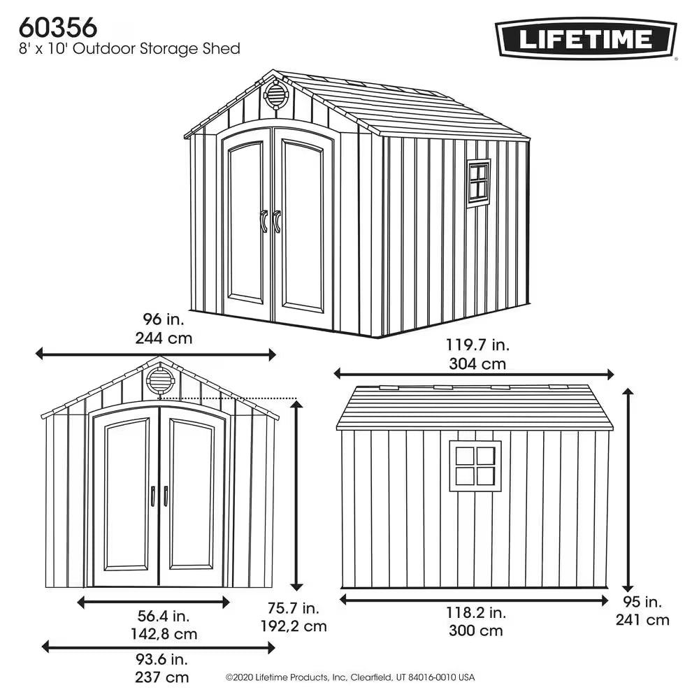 8 Ft. W X 10 Ft. D Rough Cut Gray Resin Outdoor Storage Shed