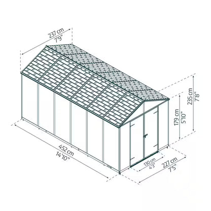 Rubicon 8 Ft. X 15 Ft. Dark Gray Polycarbonate Garden Storage Shed (110.9 Sq. Ft.)