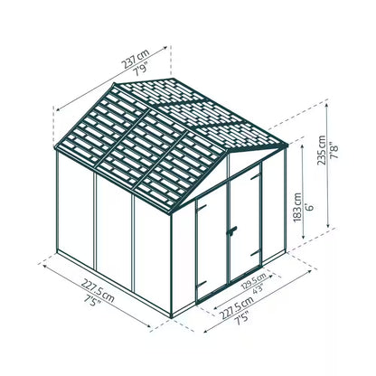 Rubicon 8 Ft. X 8 Ft. Dark Gray Polycarbonate Garden Storage Shed (58.3 Sq. Ft.)