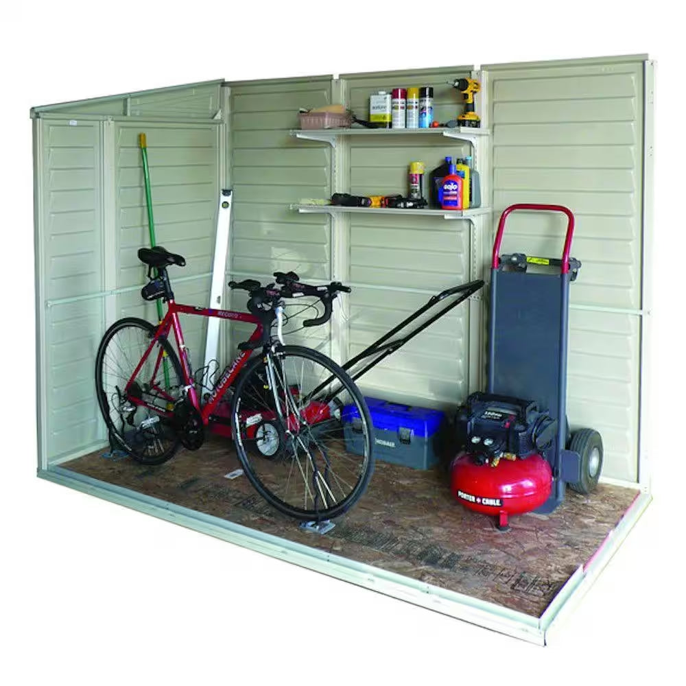 Sidemate 4 Ft. X 8 Ft. Vinyl Lean to Storage Shed Adobe with Foundation 29.25 Sq. Ft.