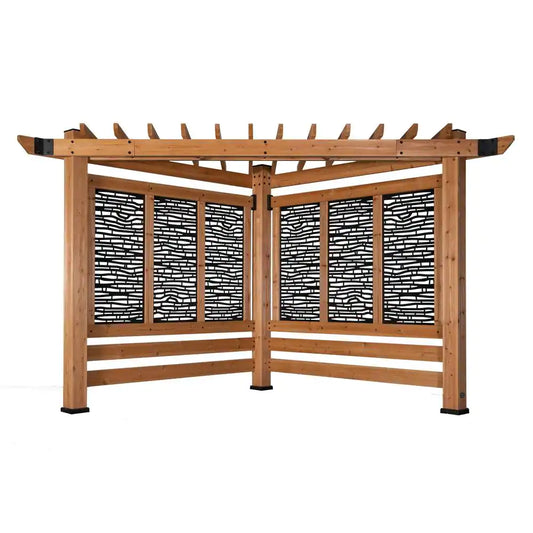 Verona 8 Ft. X 8 Ft. Light Brown Wooden Cabana Pergola with Bamboo Privacy Panels