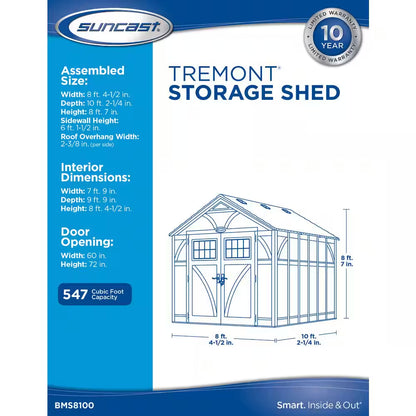 Tremont 8 Ft. 4-1/2 In. X 10 Ft. 2-1/4 In. Plastic Storage Shed