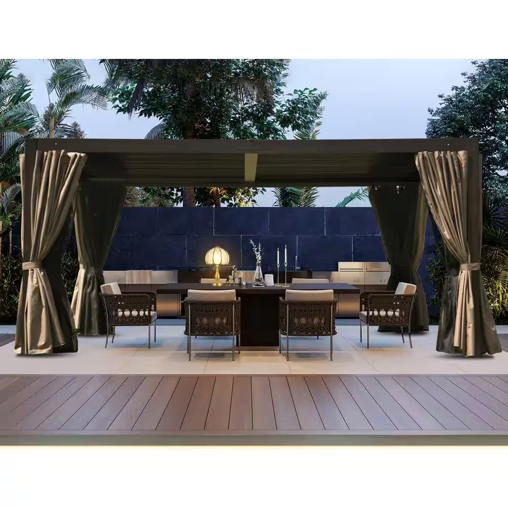 10 Ft. X 13 Ft. Brown Louvered Roof Pergola