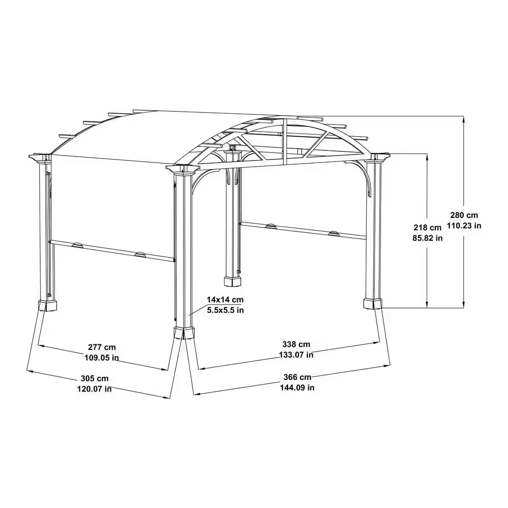 10 Ft. X 12 Ft. Longford Wood Outdoor Patio Pergola with Sling Canopy