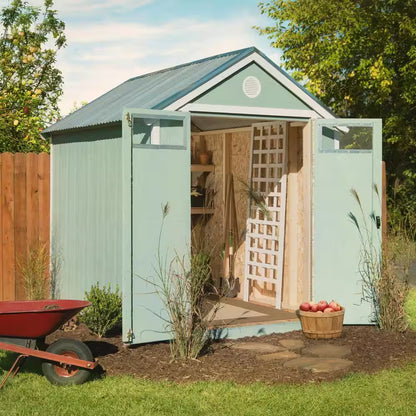 Garden Shed Do-It Yourself 6 Ft. X 8 Ft. Wood Storage Shed with Galvanized Metal Roof and Transom Windows (48 Sq. Ft.)