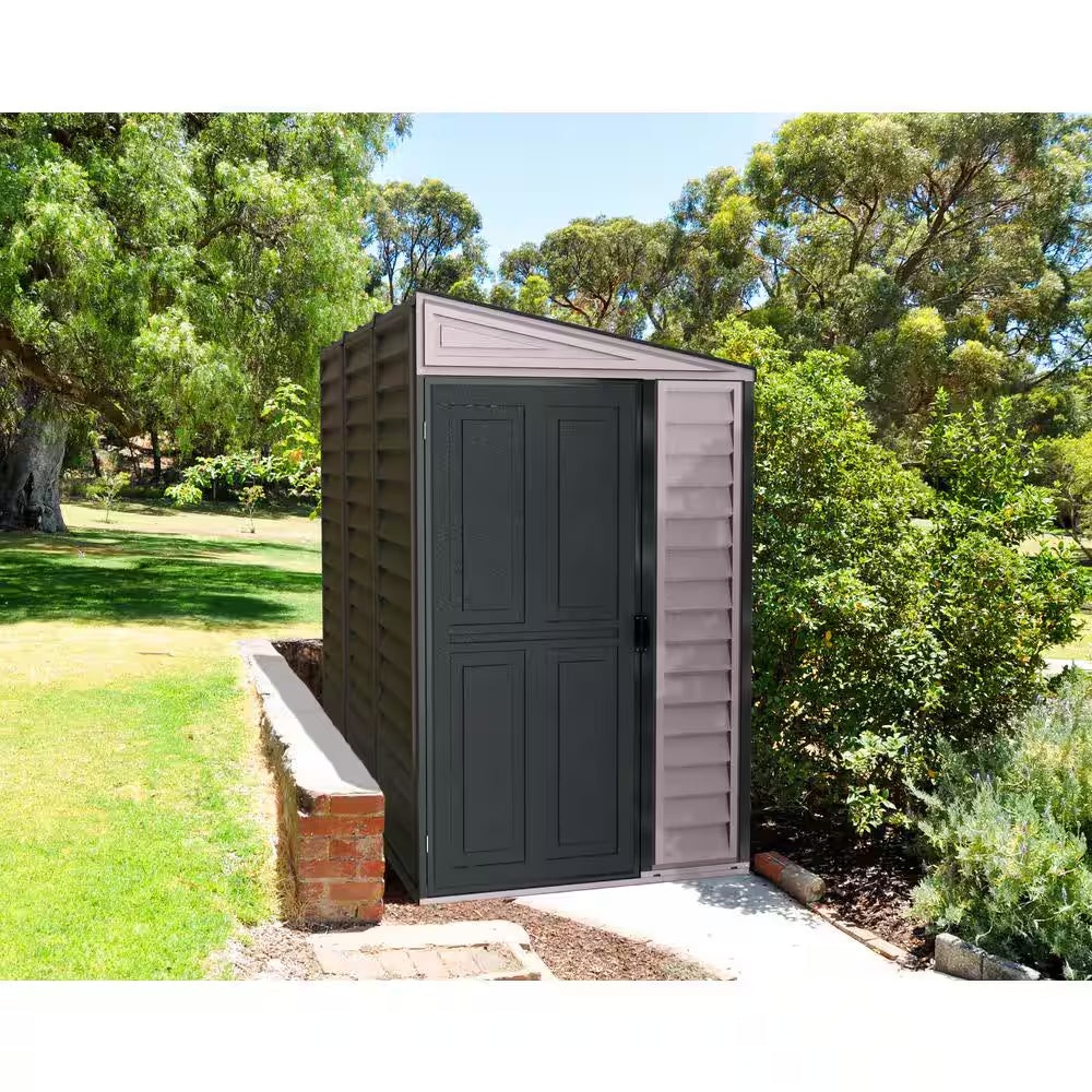 Sidemate 4 Ft. X 8 Ft. Vinyl Lean to Storage Shed Adobe with Foundation 29.25 Sq. Ft.