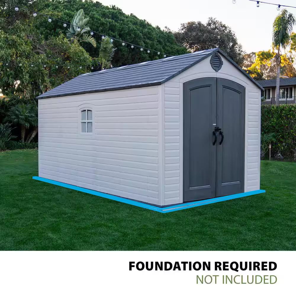 8 Ft. W X 15 Ft. D Resin Outdoor Storage Shed with Double Doors (120 Sq. Ft.)