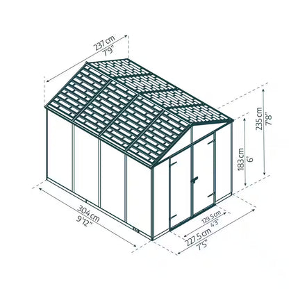 Rubicon 8 Ft. X 10 Ft. Dark Gray Polycarbonate Garden Storage Shed (77.2 Sq. Ft.)